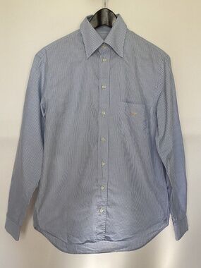 Emporio Armani mens Oxford blue white pinstriped shirt Sz 38/15